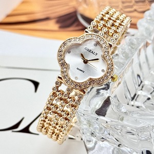 Orologio da <span class=keywords><strong>Donna</strong></span> di Lusso a Quadrifoglio con Strass, Bracciale Gioiello, Orologio da Polso Portafortuna, Regalo di Moda Africana - Product Image 4