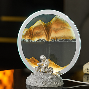 صورة فنية إبداعية لرمال متحركة ساعة رملية سائلة متحركة ضوء ليلي led مستدير من الرمال المتحركة ديكور منزلي لغرفة النوم - Product Image 4