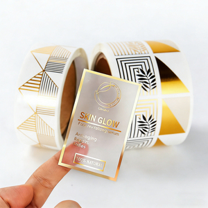 Gouden folie bedrukking etiketten, transparante op maat gemaakte rol <span class=keywords><strong>logo</strong></span>-etiketten voor verpakkingen - Product Image 3