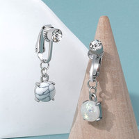 Lingchee Alloy Butterfly Opal Non Piercing Belly Navel Rings Clip on Dangle Belly Barbell Non Body Piercing Jewelry