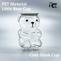 Gobelet en plastique PET transparent jetable en forme d'ours pour boissons froides, café et thé au lait – Vente en gros