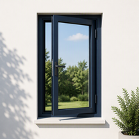 Ventana Abatible de Aluminio con Doble Acristalamiento, Estilo Europeo, Vidrio Templado, Ahorro de Energía, Vidrio Low-E, Precio al por Mayor