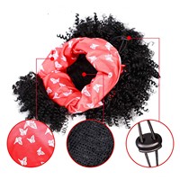 Perruque Afro Frisée Crépue en Cheveux Synthétiques, Couleur Ombrée, Perruque Bandeau Frisée avec Frange, Courtes Boucles Moelleuses, Perruques Turban pour Femmes Noires