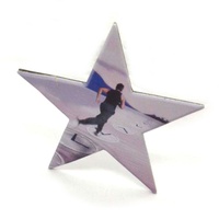 Broche Étoile Personnalisée avec Photo Imprimée, Badge Métallique Laminé Brillant en Couleur, Vente Directe Usine pour Souvenirs et Événements
