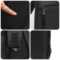 Tas Ransel Laptop Besar Solid Custom dengan Panel Lapisan Logo, Ringan, Dapat Diperluas, Model Slim untuk Pria, Gesper Samping, Kompak
