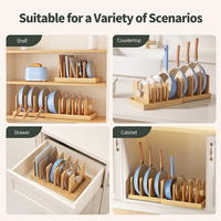 Organisateur de casseroles et poêles moderne en bambou réglable, support de rangement extensible sous l'évier