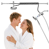 Système de douche partagée haut de gamme pour couple, ensemble de douche de salle de bain à fixation magnétique avec jet pluie et double pulvérisation à main