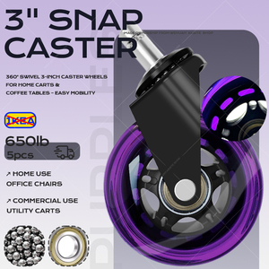 3 Inch Silent <span class=keywords><strong>Swivel</strong></span> <span class=keywords><strong>PU</strong></span> Furniture <span class=keywords><strong>Caster</strong></span> <span class=keywords><strong>Wheel</strong></span> 360 Graus Giratória para Escritório Cadeira e Mesa Adequado para Gaming Chair - Product Image 3