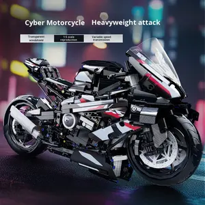 Brinquedo de Montagem de Blocos de Construção de Alta Dificuldade, Motocicleta Mecânica Compatível com Exibição Educacional para Meninos - Product Image 5