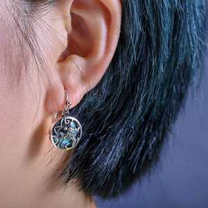 Boucles d'oreilles pendantes vintage en forme de coquille de tortue, serties de pierres en argent tibétain, bijoux fantaisie pour femme à motif animalier - Product Image 4