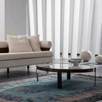 Table basse extensible en bois, cuir et céramique au design italien moderne pour chambre, salon et salle à manger