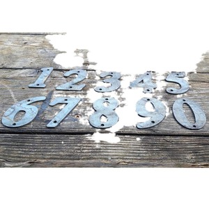 Metal House <b>Numbers</b> With Mounting Holes Industrial Style Building Plaques Handmade <b>Iron</b> Door Address Signs - Product Image 5
