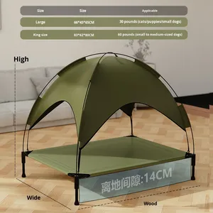 Cuccia per Cani Grande Rialzata Portatile in Tessuto Oxford con Tenda Parasole Rimovibile - Ideale per Esterni - Product Image 6