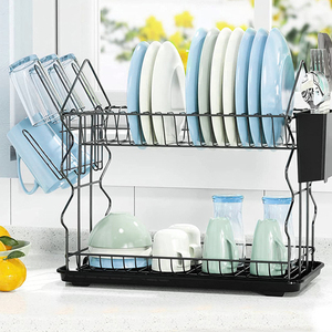 Égouttoir de vaisselle en métal, pont de cuisine, <span class=keywords><strong>grand</strong></span> égouttoir de vaisselle avec plateau à couverts en plastique - Product Image 2