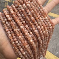 Perles en vrac de pierre de soleil naturelle facettée en cube de 4 mm, fil de pierres précieuses orange pour la fabrication de bijoux, vente en gros, fournitures DIY, bracelet, collier