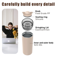 Mug isotherme à double paroi en acier inoxydable de 520 ml/17 oz avec couvercle rotatif à 360°, anti-fuite, isolation thermique de 12 à 24 heures