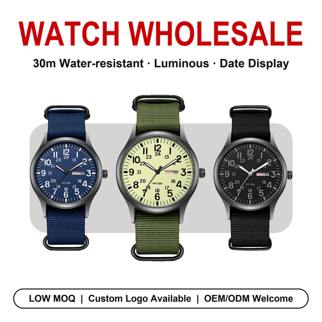 Classic Men's Sports Nylon Quartz Watches Wholesale 41mm Full-dial Glow Calendar for Sport Reloj Para Hombre De Cuarzo