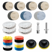 Kit de polissage automobile 78 pièces 3 pouces 75 mm, disques de ponçage, tampons de polissage en éponge et en laine avec plateau de support, grains mixtes 120-5000 pour le bois