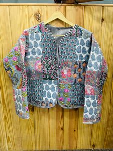 Best Quality Cotton <b>Quilted</b> <b>Jacket</b> Block Printed Boho Style <b>Quilted</b> Handmade <b>Jackets</b>, Gifts Button Closer <b>Jacket</b> for Women Gifts - Product Image 3