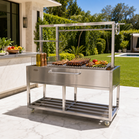 Grille de cuisson manuelle en acier inoxydable de style Santa Maria avec levage par volant pour barbecue professionnel