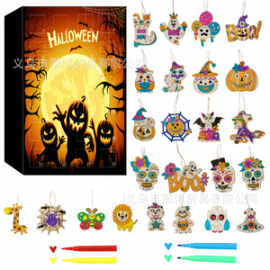 Halloween Wooden Decoration Countdown <b>Box</b> 24 Days Handmade Craft For Youth <b>Party</b> Decorations - Product Image 1