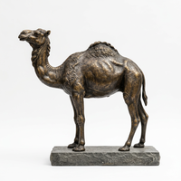 Figurine de chameau en bronze antique artisanale avec base en marbre dans un coffret cadeau, chameau du désert arabe, objet de collection pour la décoration de bureau