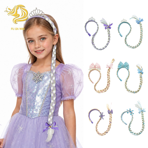 Fascia per <span class=keywords><strong>capelli</strong></span> lunga intrecciata per ragazze con fiocco decorativo a corona, accessorio per <span class=keywords><strong>capelli</strong></span> per costumi cosplay per bambini, stili multipli - Product Image 1