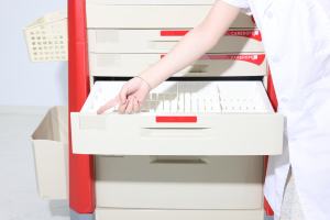 Carrello di Emergenza EMS con Tavola CPR, Sistema di Scarico Doppio in ABS, Porta Ossigeno, Prese di Corrente Nascoste, 50 Etichette di Blocco di Emergenza per Ospedali e Hotel - Product Image 5