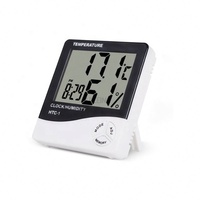 Medidor electrónico de temperatura y humedad para interiores con pantalla grande, termómetro higrómetro para el hogar con reloj despertador, pantalla grande de 30 cm
