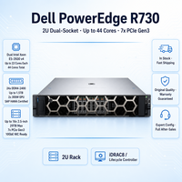 Server Rackmount Dell R730 2U Dual Socket 24 DIMM DDR4 PCIe 3.0 GPU untuk Virtualisasi, Penyimpanan Database, VDI, dan Pusat Data