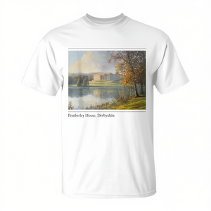 T-shirt Orgueil et préjugés 1813 Pemberley House Derbyshire Jane Austen pour adulte unisexe en coton à col rond à manches courtes numérique - Product Image 2