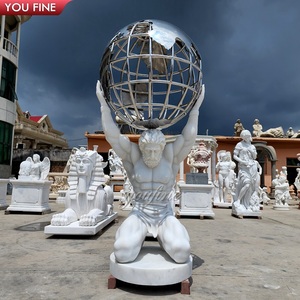 Statue d'<span class=keywords><strong>Atlas</strong></span> en marbre blanc grandeur nature célèbre, avec la Terre - Product Image 2