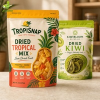 Op maat bedrukte, voedselveilige, hersluitbare, geurbestendige, matte stand-up zipzak met transparant venster voor gedroogd fruit