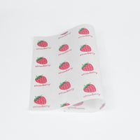 Papier ciré personnalisé blanc avec motif fraise coloré, résistant à la graisse, pour emballage alimentaire en gros pour boulangeries, restaurants et plats à emporter