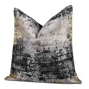 Hot selling black gold texture pillowcase 50*50cm luxury hot stamping pillowcase cushion cover