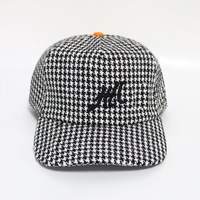 Fabricant chinois de chapeau personnalisé 5 panneaux chapeau à bord plat mille oiseaux motif de conception chapeau élégant