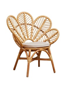 Respaldo de flores Diseño de ratán Salón de madera Silla de comedor Tejido Ocio Silla de jardín Muebles vintage - Product Image 3