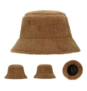 热卖时尚合身毛皮柔软材料模糊渔夫帽子带定制标志的水桶帽