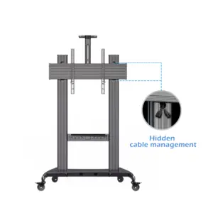 55 "-120" Grote Scherm Aluminium Tv Rolling Display Stand Beweegbare Tv Winkelwagen Met Camera En Dvd Plank