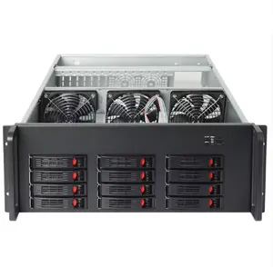 Capa de alumínio para servidor industrial, chassi de armazenamento 4U para EATX ATX MB com 12 compartimentos de acionamento Hot-swap