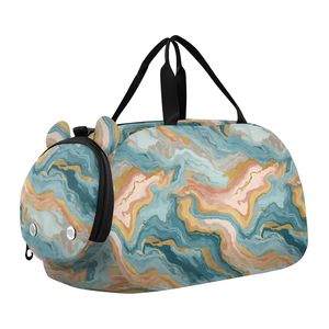 Sac de sport et de voyage unisexe en polyester à imprimé marbré avec logo personnalisé pour enfants, filles et garçons - Product Image 1