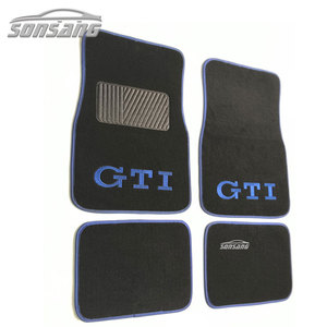 Set Completo di 4 <span class=keywords><strong>Tappetini</strong></span> Auto Personalizzati con Logo, Bordo Blu, in Velluto Premium Antiscivolo per <span class=keywords><strong>Audi</strong></span> A4/A5/Q3 - Product Image 1