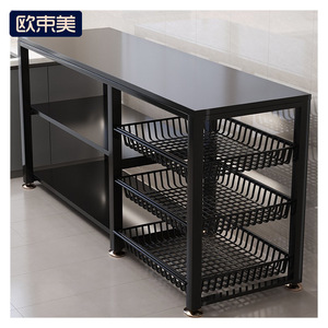 Kitchen <b>Storage</b> Rack Multi Layer Floor Standing Cabinet Pantry Organizer Rectangle 12 In Depth - Product Image 1
