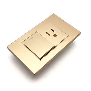 ZSUN SC31 PC gold color Plate 120*72mm American Standard Dimmer 1 Gang switch and 3 pin socket
