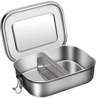 Boîte à déjeuner Rectangle réutilisable pour enfants, boîte à Bento en acier inoxydable 304, boîte à Lunch en métal de haute qualité