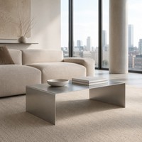 Table basse de luxe en métal brossé en forme de U, table centrale en acier inoxydable pour canapé, idéale pour maison moderne, hôtel, appartement, salon