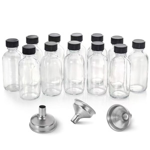 Glass Cylinder Bottle Empty 2oz 60ml 4oz 120ml Screw Cap Screen Printed Juice Olive <strong>Oil</strong> Water Coffee with <strong>Funnel</strong> - Product Image 4
