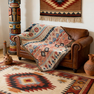 American Style <b>Sofa</b> Cover Geometric Print Cotton Polyester Washable Full Cover <b>Slipcover</b> for Living Room Decor - Product Image 1