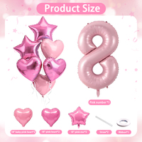 Ensemble de 7 ballons en aluminium sur le thème des anniversaires, en forme de chiffres, de cœurs et d'étoiles, pour décorations de fête