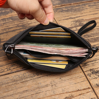 Dompet Kulit Sapi Asli Tipis Baru Grosir, Dompet Koin Kulit Lembut Kapasitas Besar Tas Ponsel untuk Pria Wanita